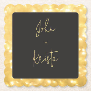 Guirlande Lumineuse Dorée Sous-Verre en Papier