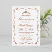 Guirlande rose en or Quinceanera invitation (Debout devant)