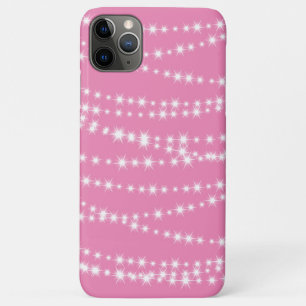 Guirlandes lumineuses sur étui de téléphone rose