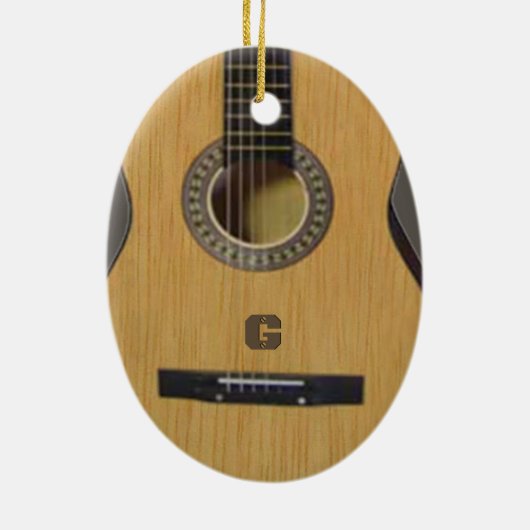 Guitaar met (of zonder) uw Initiaal(en) Keramisch Ornament (Achterkant)