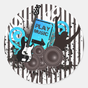 Guitaar & Speakers Tijd tot feest Ronde Sticker