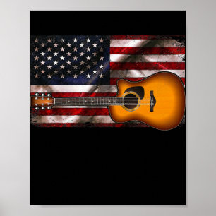 Guitar 4 juli geeft Amerikaanse vlag Verenigde Sta Poster