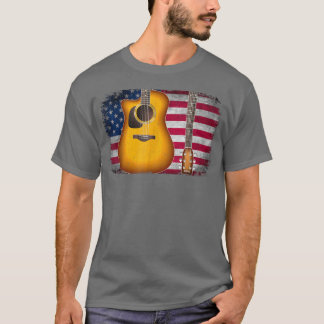 Guitar 4 juli Gift American Flag for Men Wome T-shirt