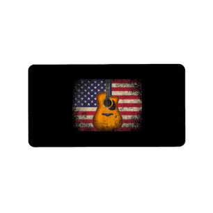 Guitar 4 juli Gift American Flag USA - Counter Etiket