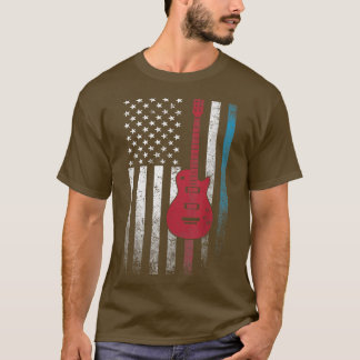 Guitar 4 juli Gift American Flag USACcountry M T-shirt