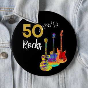 Guitar 50 Rocks 50ste verjaardag Ronde Button 6,0 Cm