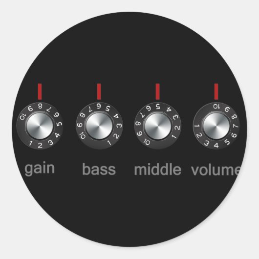 Guitar Amp Knobs Ronde Sticker (Voorkant)