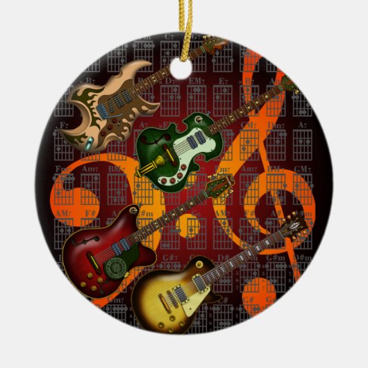 Guitar and Chord 07 Keramisch Ornament (Voorkant)
