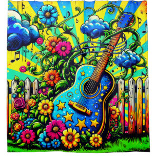 Guitar Art Douchegordijn