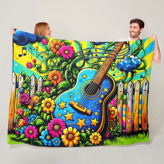 Guitar Art Fleece Deken (In situ)