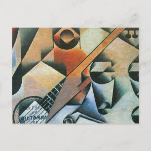 Guitar (Banjo) en Glazen, Juan Gris,  kunst Briefkaart
