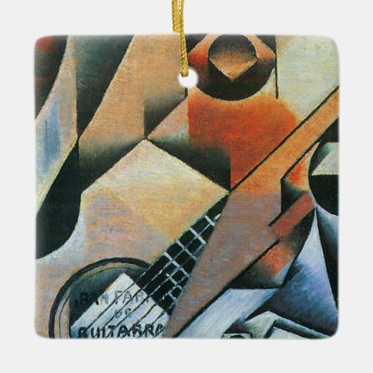 Guitar (Banjo) en Glazen, Juan Gris, kunst Keramisch Ornament (Voorkant)