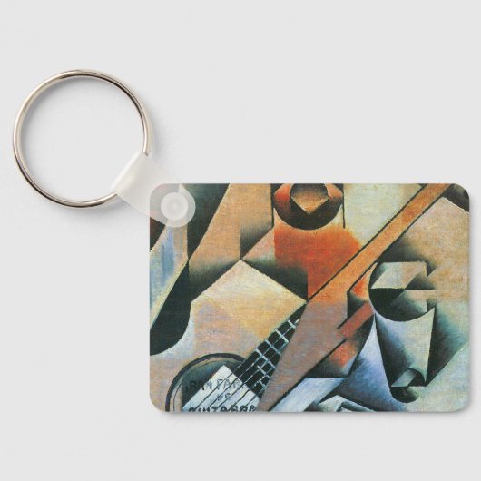 Guitar (Banjo) en Glazen, Juan Gris,  kunst Sleutelhanger (Achterkant)
