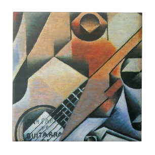 Guitar (Banjo) en Glazen, Juan Gris, kunst Tegeltje