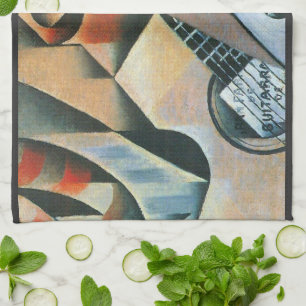 Guitar (Banjo) en Glazen, Juan Gris,  kunst Theedoek