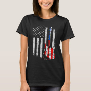 Guitar Bass American Flag Spelling Instrument T-shirt
