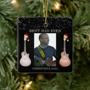 Guitar Best Pap Ever Kerstmis 2022 Ceramic Orname Keramisch Ornament