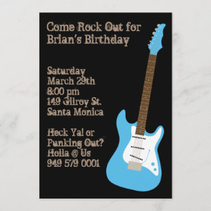 Guitar Birthday Party Invitation Kaart