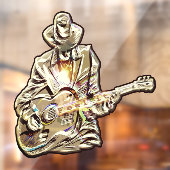 Guitar Blues Mann - Voel het je voor Raamsticker (Vel 2)