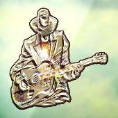 Guitar Blues Mann - Voel het je voor Raamsticker (Vel 3)