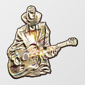 Guitar Blues Mann - Voel het je voor Raamsticker (Vel)