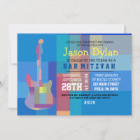 GUITAR BLUES Musical Bar Bat Mitzvah Uitnodiging
