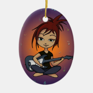 Guitar Chick Keramisch Ornament