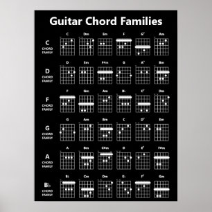 Guitar Chord Families   Zwart Poster