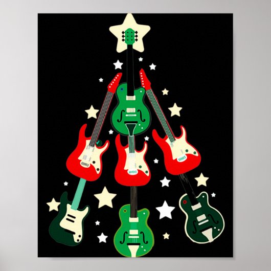Guitar Christmas T Shirt Poster (Voorkant)