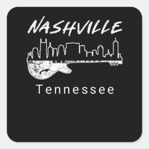 Guitar Country Music Souvenir Gift Nashville Vierkante Sticker