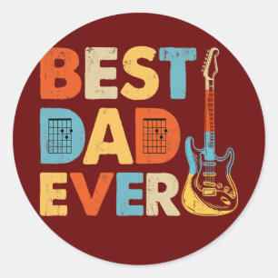 Guitar Dad Retro Vintage Best Dad Ever Father's Ronde Sticker
