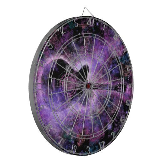 Guitar Dart Board - Cadeaus - Paars zwart design Dartbord (Voorkant Links)