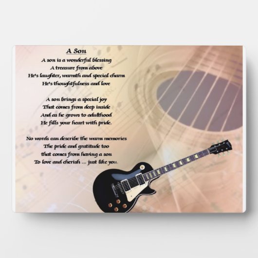 Guitar Design - Zoon gedicht Plaque Fotoplaat (voorkant)