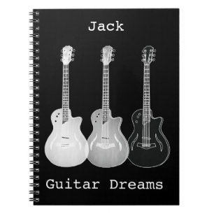 Guitar Dreams Monochrome Pop Art Naam toevoegen Ja Notitieboek