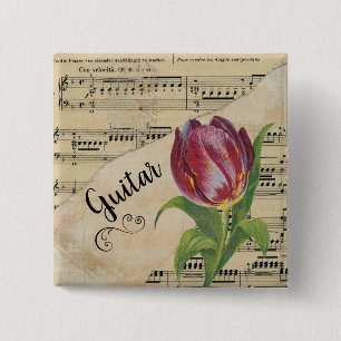 Guitar Elegant Tulip  — Specificaties Vierkante Button 5,1 Cm