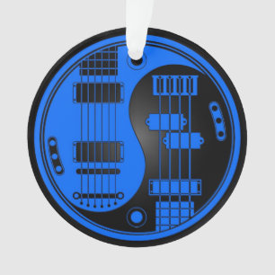 Guitar en Bass Yin Yang Blue en Black Ornament