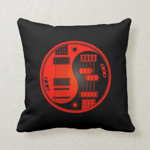 Guitar en Bass Yin Yang Red en Black Kussen