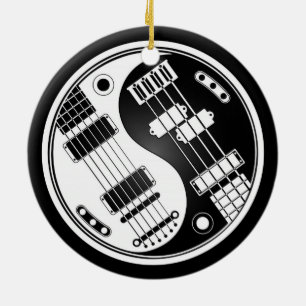 Guitar en Bass Yin Yang White en Black Keramisch Ornament