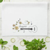 Guitar en Flowers Theedoek (Gevouwen)