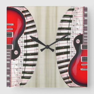 Guitar en Piano Clock Vierkante Klok