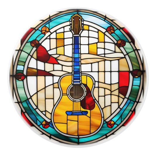 Guitar Faux Glas in lood Keramische Knop (Voorkant)