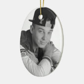 Guitar-fotosjabloon op Terug Keramisch Ornament (Links)