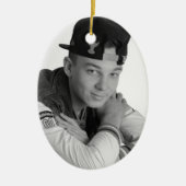 Guitar-fotosjabloon op Terug Keramisch Ornament (Voorkant)