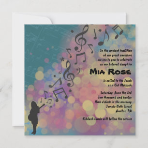 Guitar Girl Bat Bar Mitzvah uitnodiging