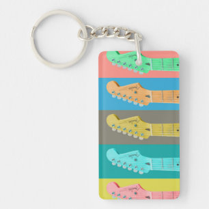 Guitar Girl modern pastel kleurrijke muziek Sleutelhanger