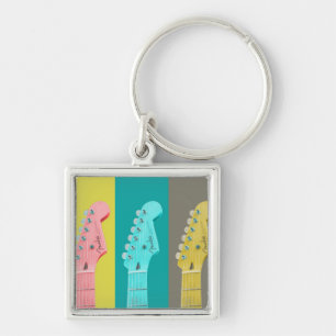 Guitar Girl modern pastel kleurrijke muziek Sleutelhanger