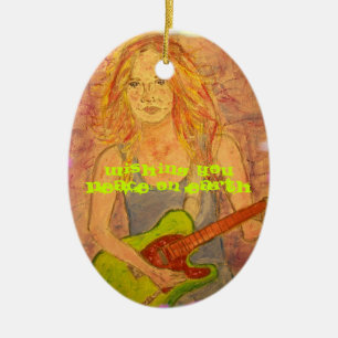 Guitar Girl-vrede op aarde Keramisch Ornament