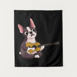 Guitar Guitarist Frenchie Bulldog Gift Wandkleed