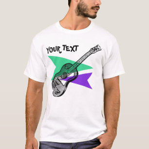 Guitar Hero Music Retro Illustration aangepast T-s T-shirt