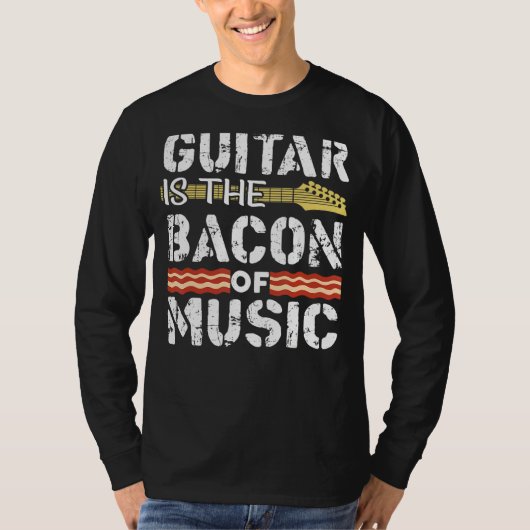 Guitar is de bacon van het muziekorkest t-shirt (Voorkant)